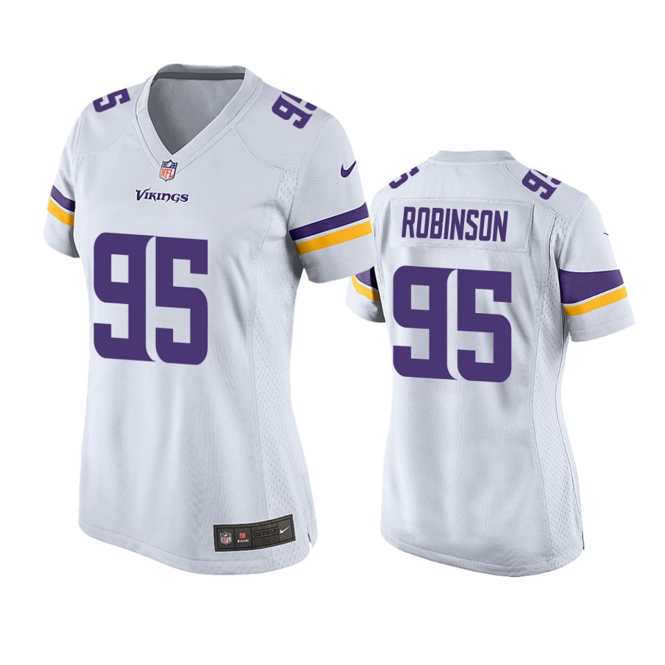 women vikings janarius robinson white game jersey