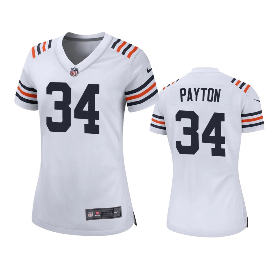 women walter payton bears white game jersey
