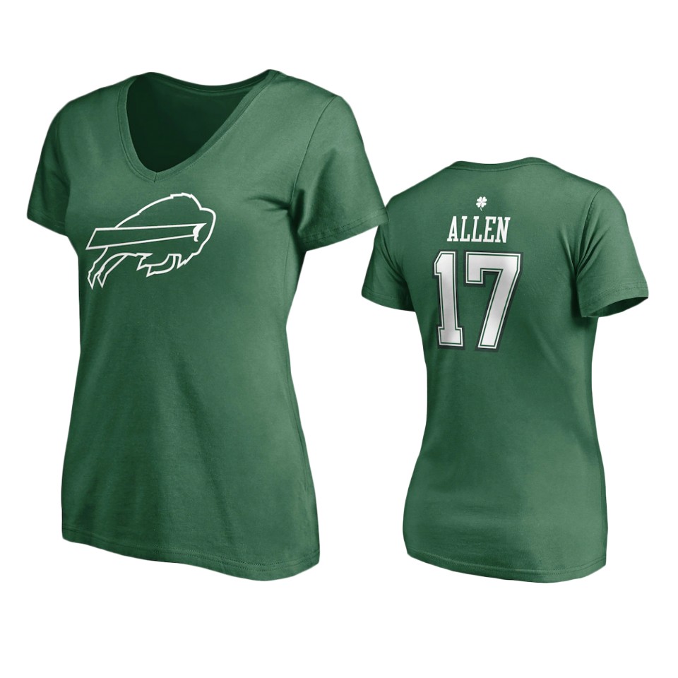 women women's bills josh allen kelly green st. patrick's day player icon t shirt