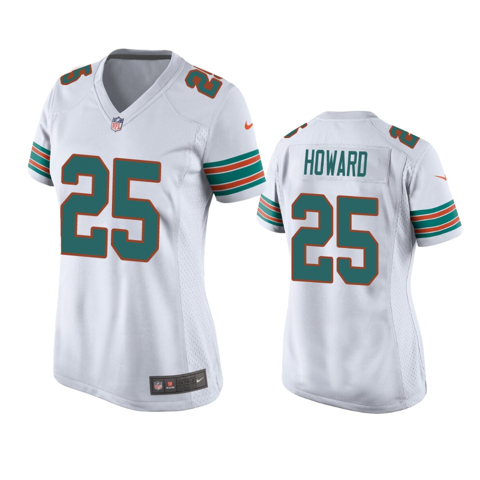 women xavien howard dolphins throwback game white jersey