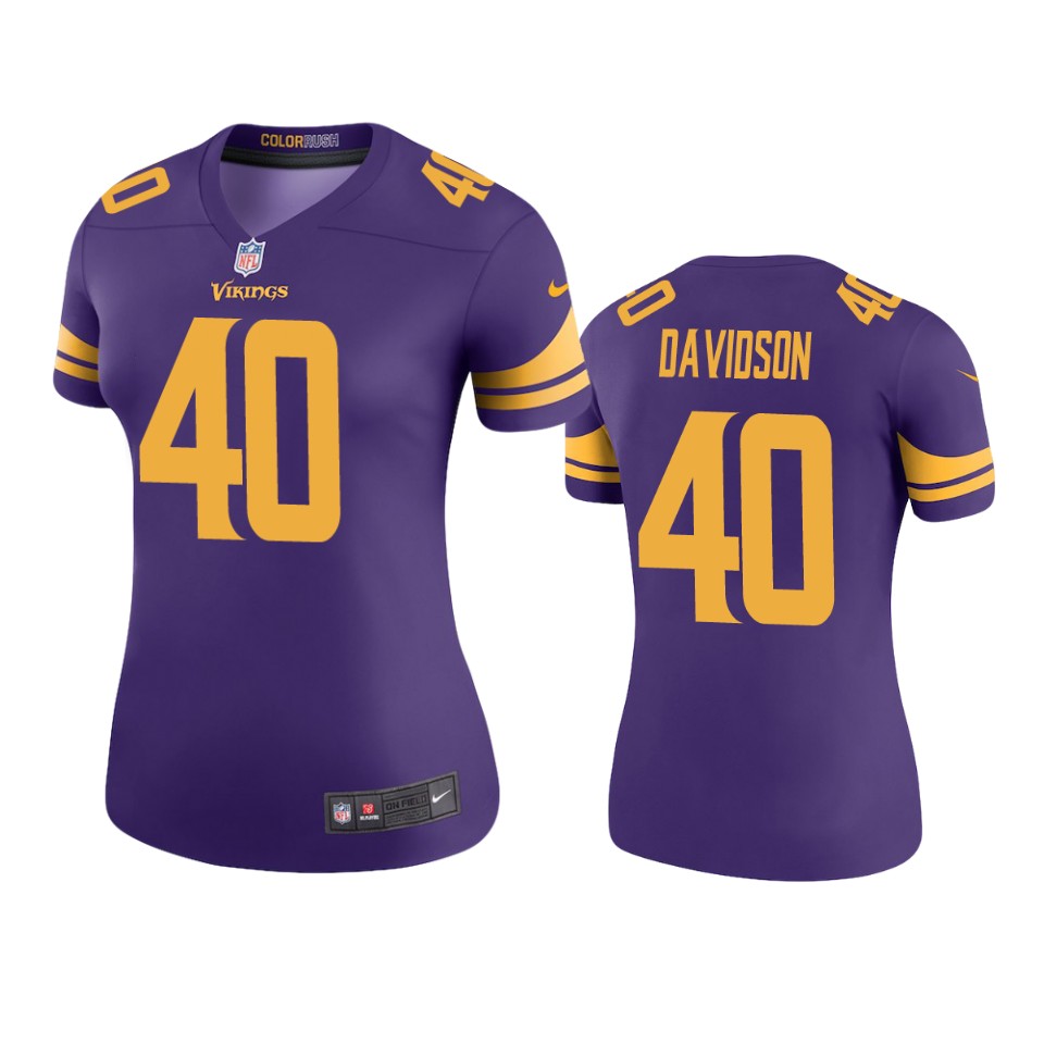 women zach davidson vikings purple color rush legend jersey
