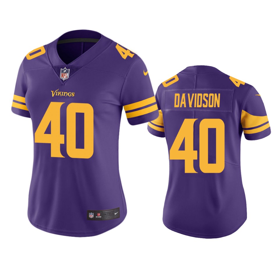 women zach davidson vikings purple color rush limited jersey