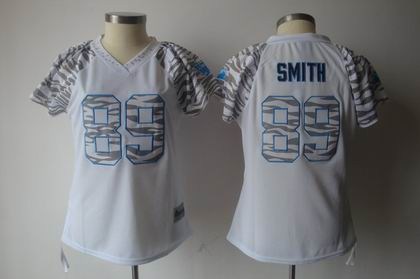 women zebra field flirt fashion carolina panthers 89 smith white color jersey