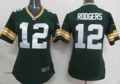 Women Green Bay Packers 12 Rodgers Green NFL Jerseys
