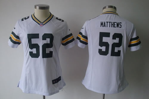 Women NEW Green Bay Packers 52 Clav Matthews Game White Jerseys
