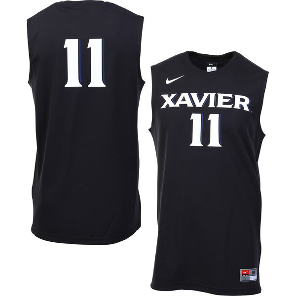 xavier musketeers 11 black basketball jersey