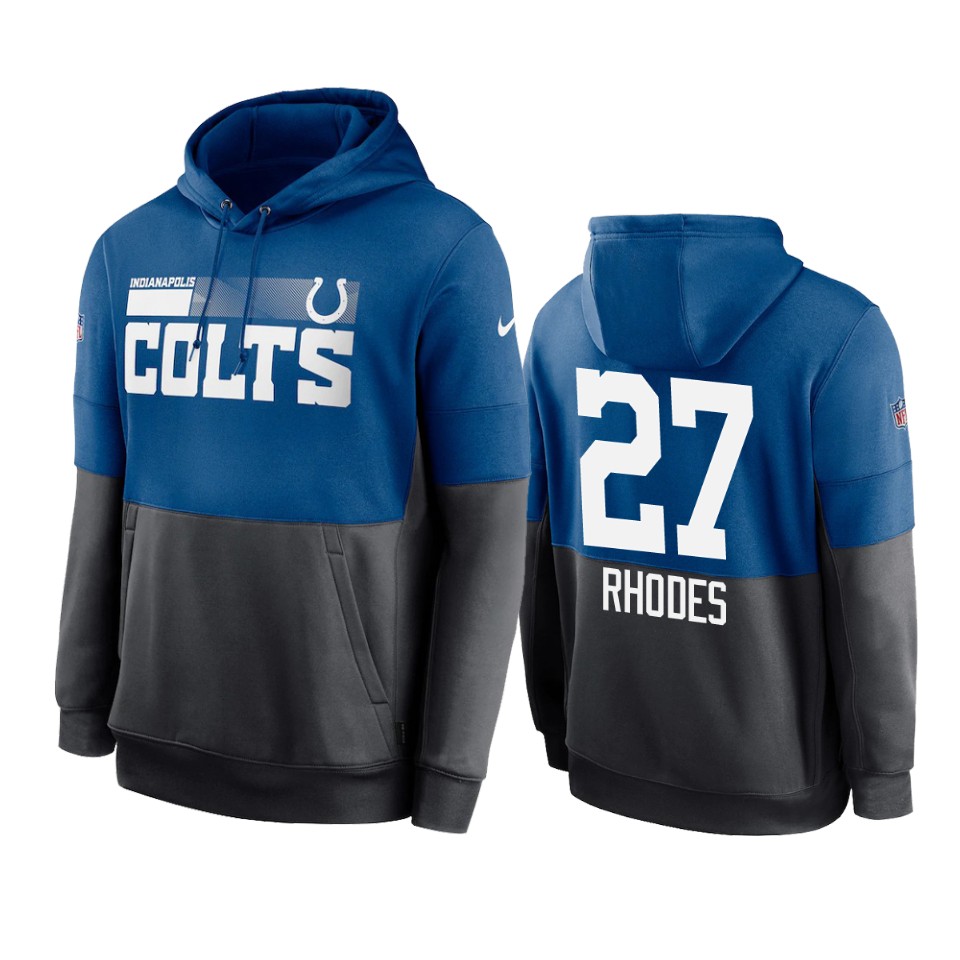 xavier rhodes colts royal charcoal sideline impact lockup hoodie