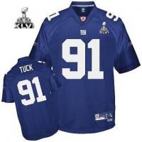 youth 2012 super bowl xlvi new york giants #91 justin tuck blue