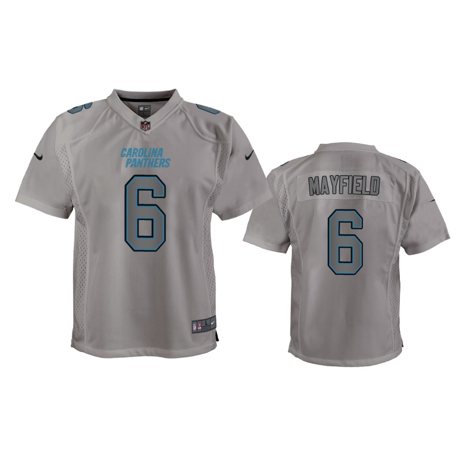 youth baker mayfield panthers gray atmosphere fashion game jersey
