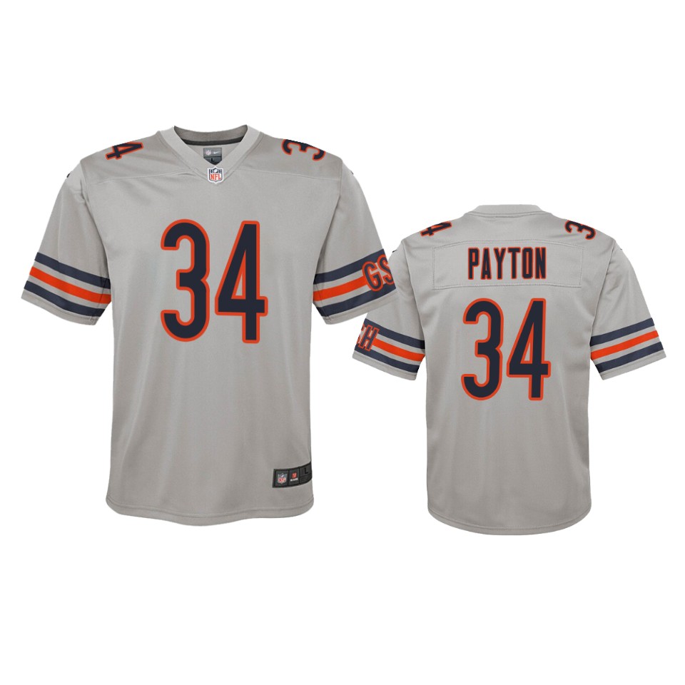 youth bears walter payton silver inverted game jersey