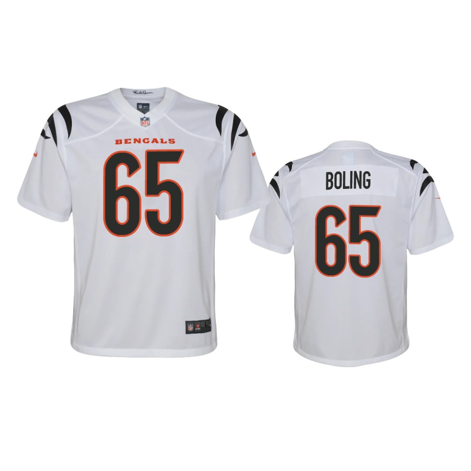 youth bengals clint boling white 2021 game jersey