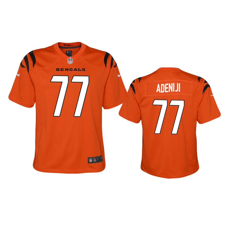 youth bengals hakeem adeniji orange 2021 game jersey