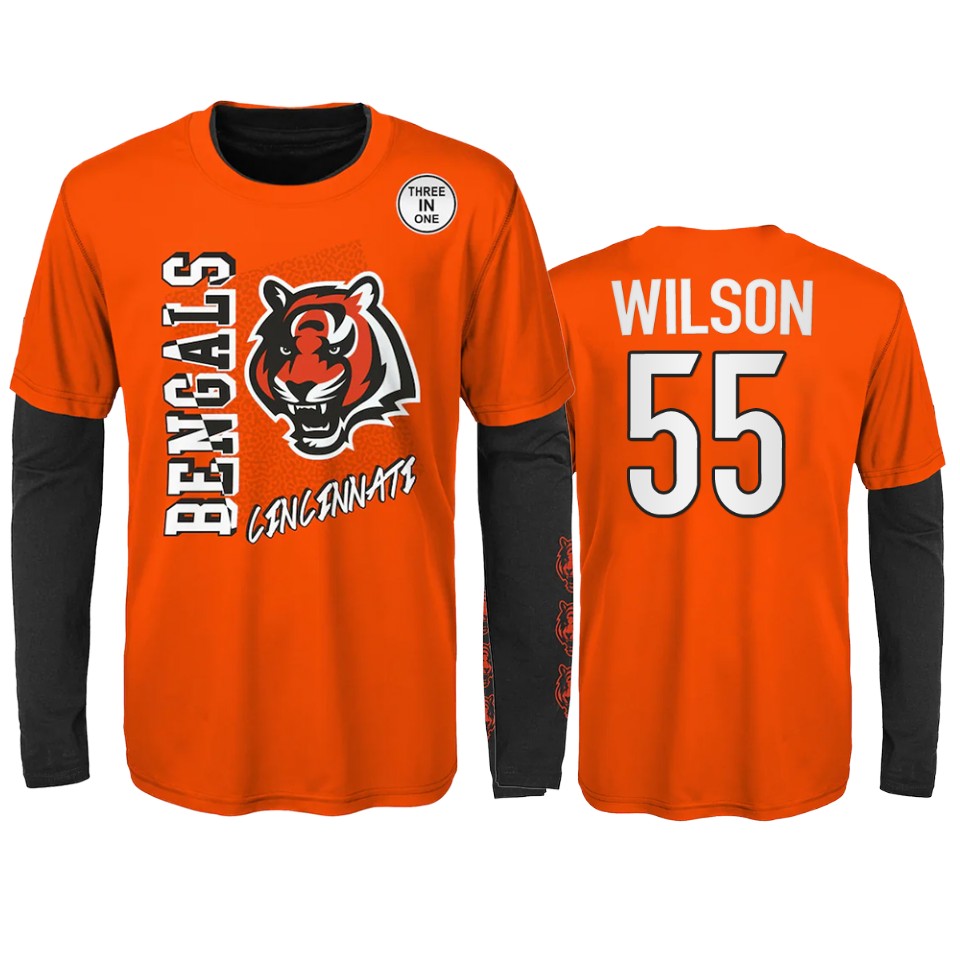 youth bengals logan wilson orange black combo set t shirt