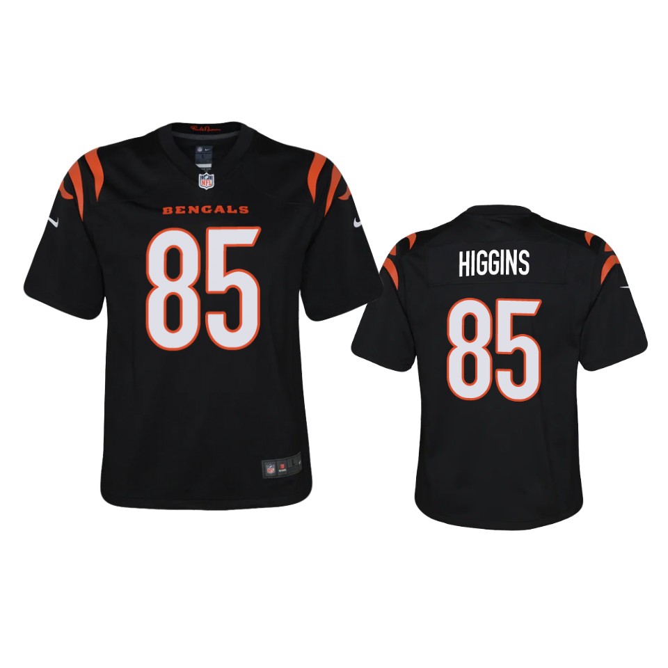 youth bengals tee higgins black 2021 game jersey