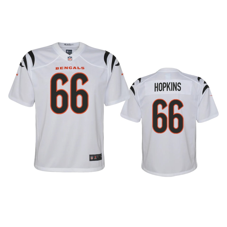 youth bengals trey hopkins white 2021 game jersey
