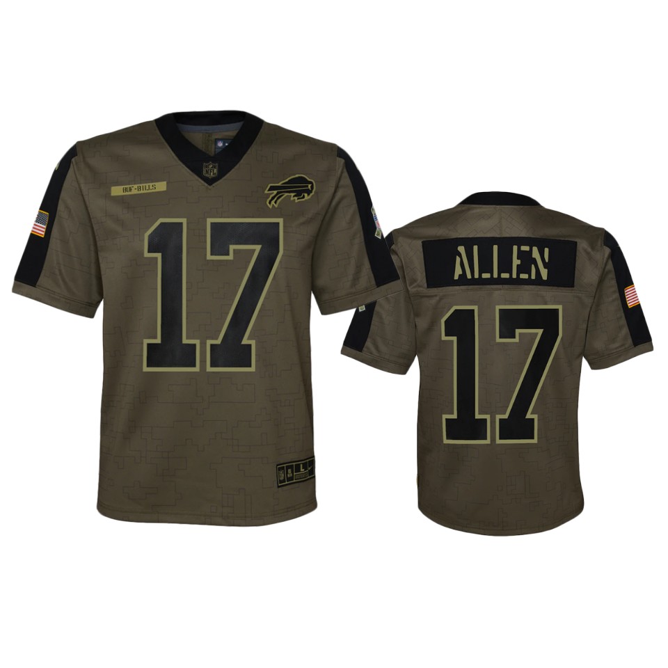 youth bills josh allen olive game 2021 salute to service jersey
