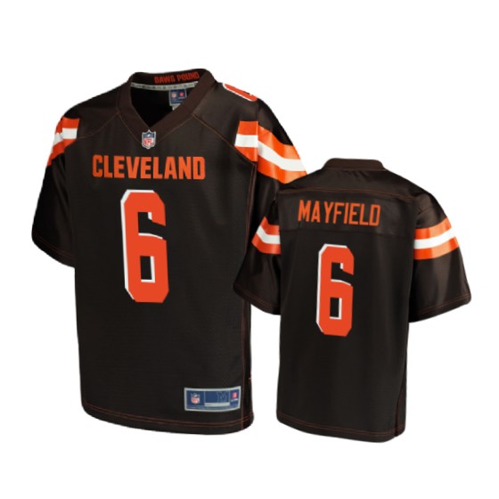 youth brown baker mayfield pro line jersey