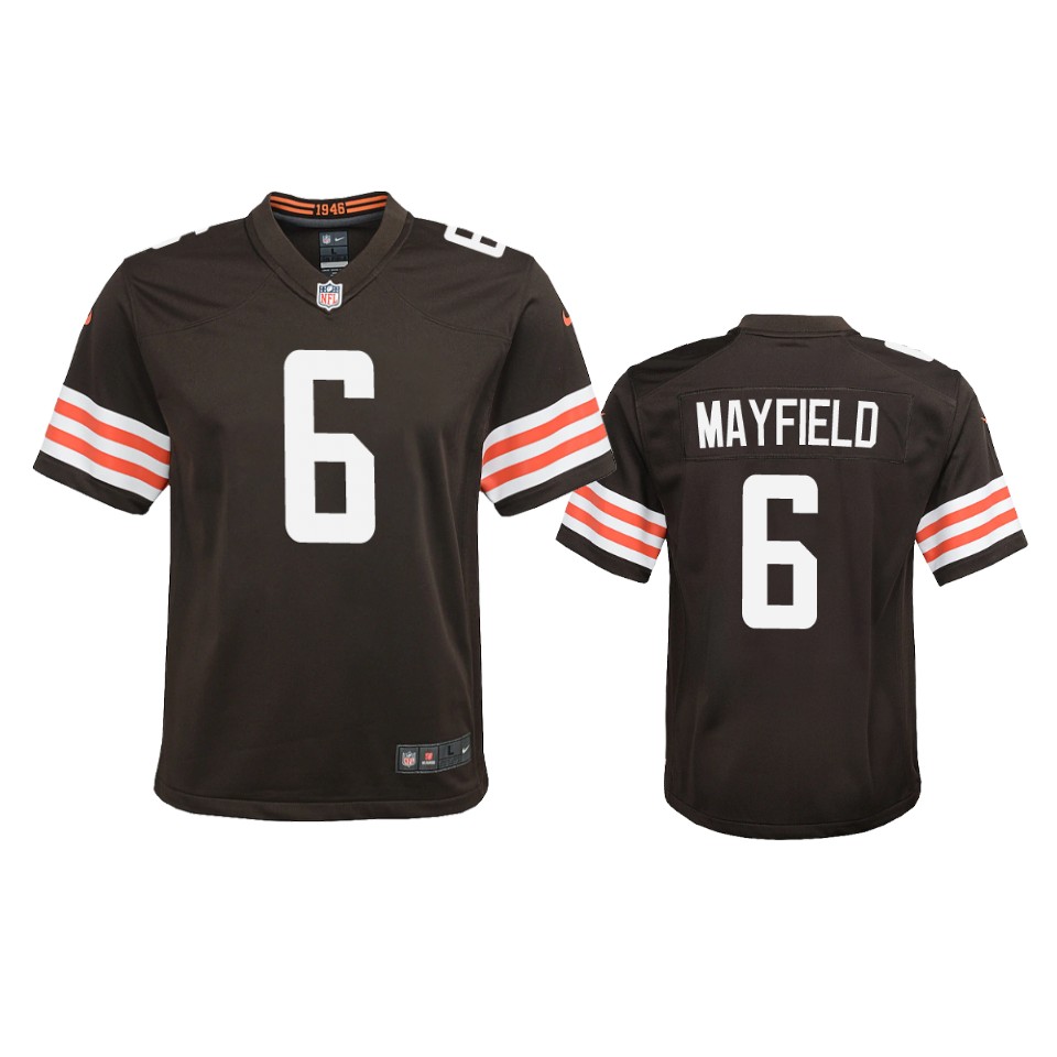 youth browns baker mayfield brown 2020 game jersey