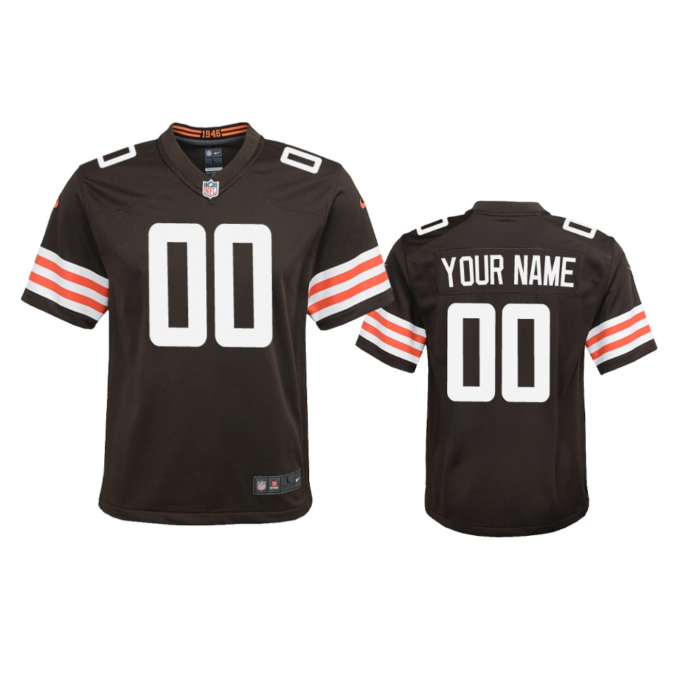 youth browns custom brown 2020 game jersey