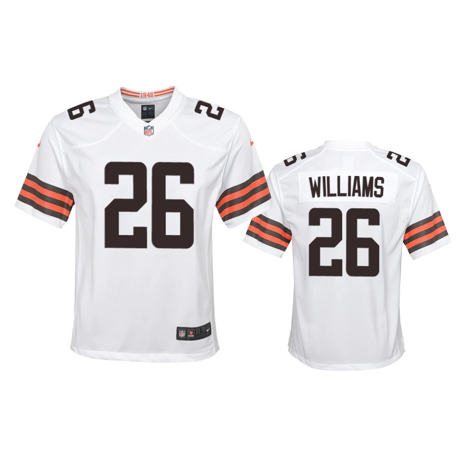 youth browns greedy williams white 2020 game jersey
