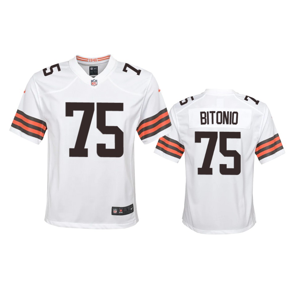 youth browns joel bitonio white 2020 game jersey
