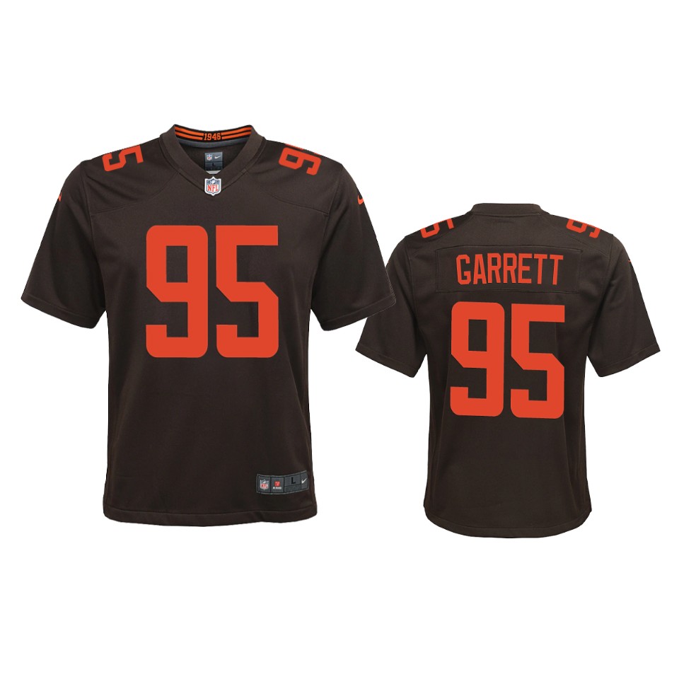 youth browns myles garrett brown 2020 alternate game jersey