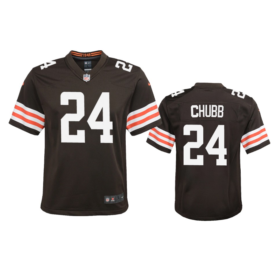 youth browns nick chubb brown 2020 game jersey