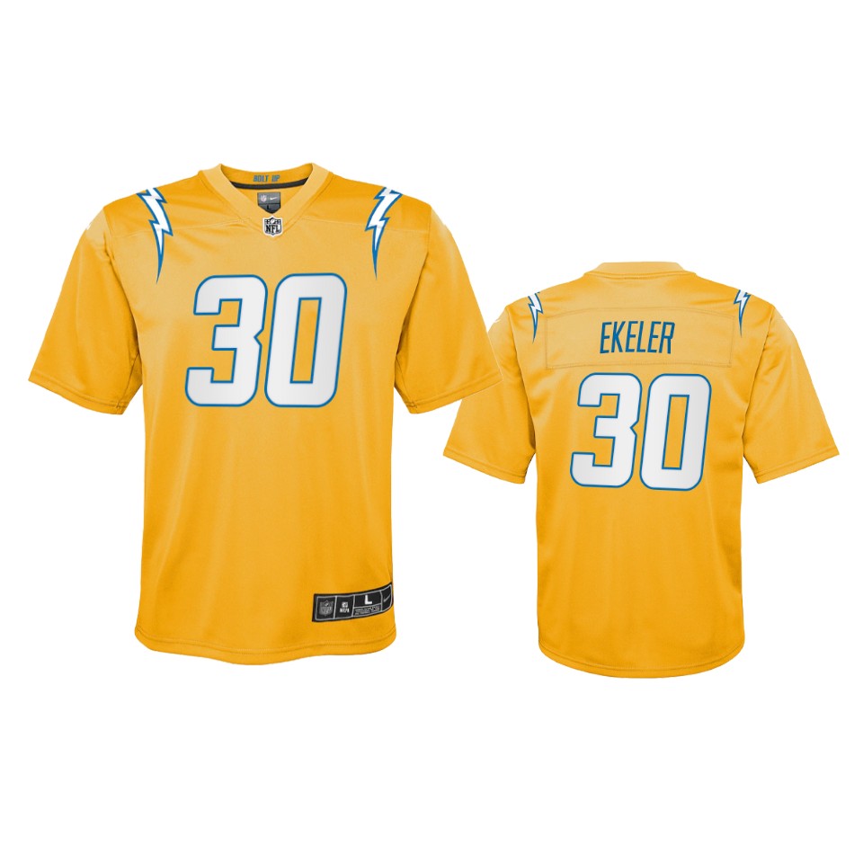 youth chargers austin ekeler gold inverted game jersey