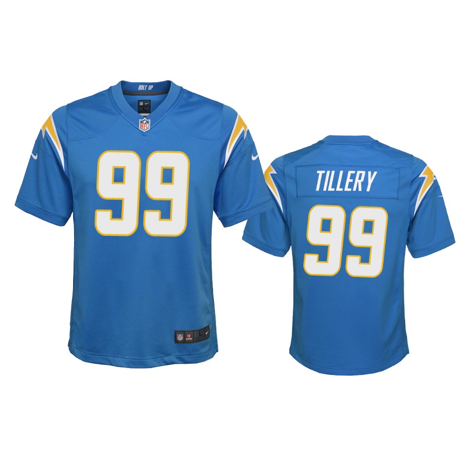 youth chargers jerry tillery powder blue 2020 game jersey