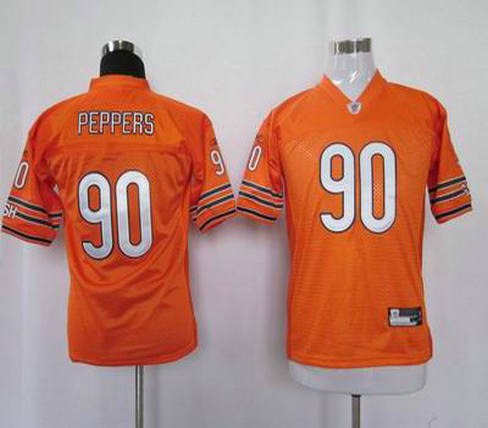 youth chicago bears 90 peppers orange color jersey
