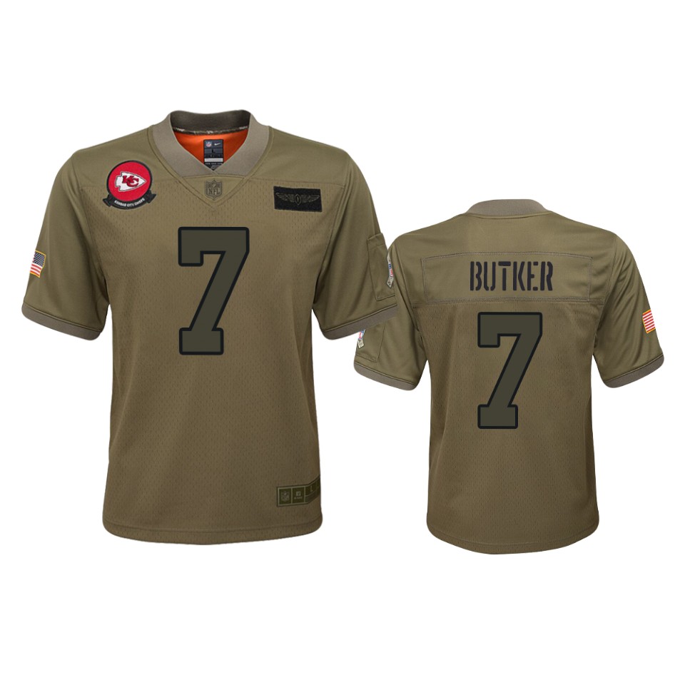 youth chiefs harrison butker camo game 2019 salute to service jersey