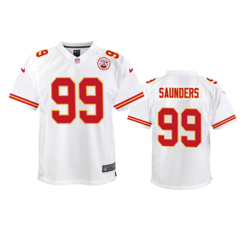 youth chiefs khalen saunders white game jersey