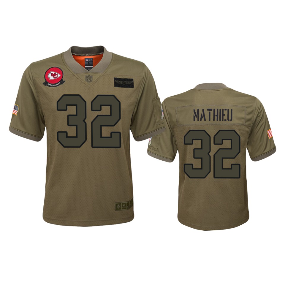 youth chiefs tyrann mathieu camo game 2019 salute to service jersey