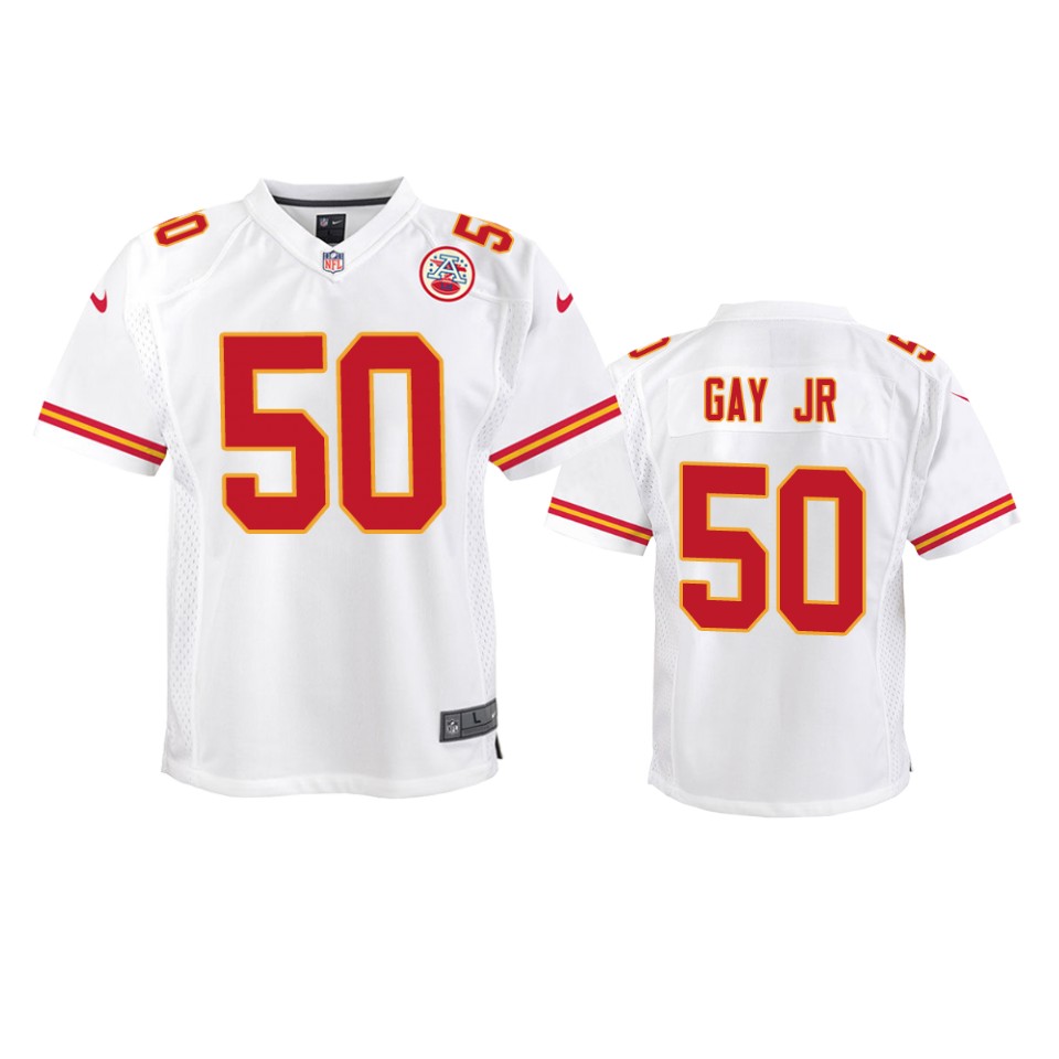 youth chiefs willie gay jr. white game jersey