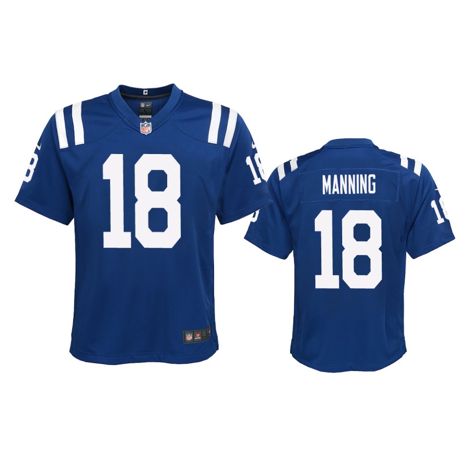 youth colts peyton manning royal 2020 game jersey