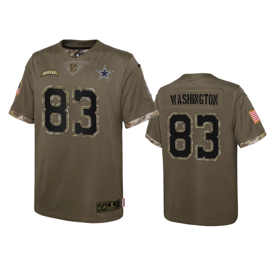 youth cowboys james washington olive limited 2022 salute to service jersey