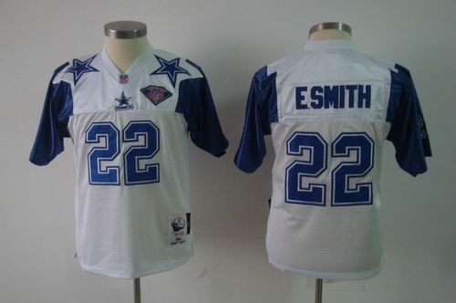 Youth Dallas Cowboys 22 e Smith 75th Throwback Jerseys White Mitchellandness Jerseys