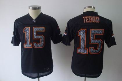 youth denver broncos 15 tebow black united sideline jersey