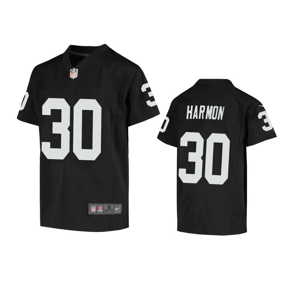 youth duron harmon raiders black game jersey
