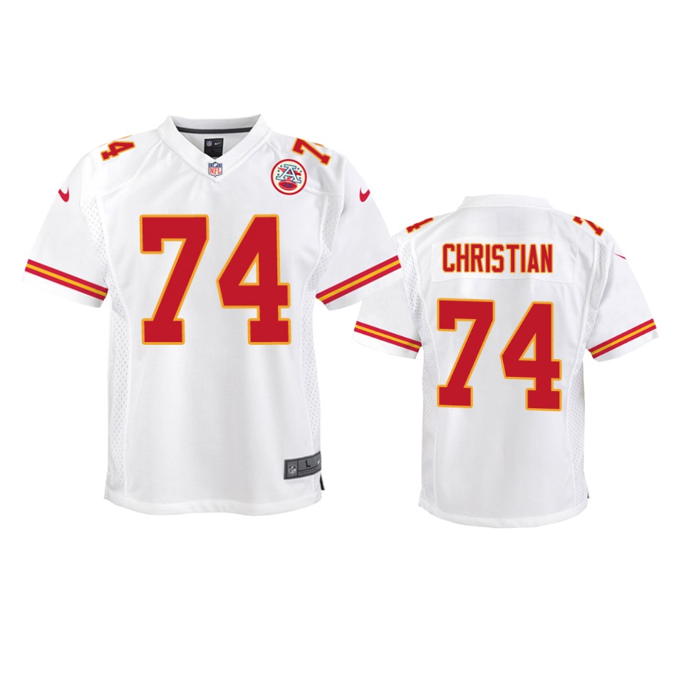 youth geron christian chiefs white game jersey