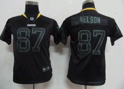youth green bay packers 87 jordy nelson lights out black jersey