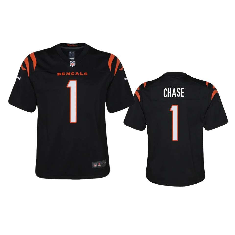 youth ja'marr chase bengals black game jersey