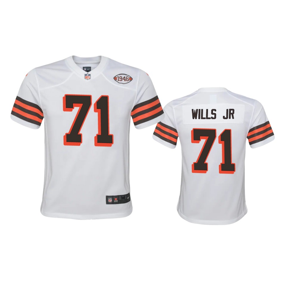 youth jedrick wills browns white 1946 collection alternate game jersey