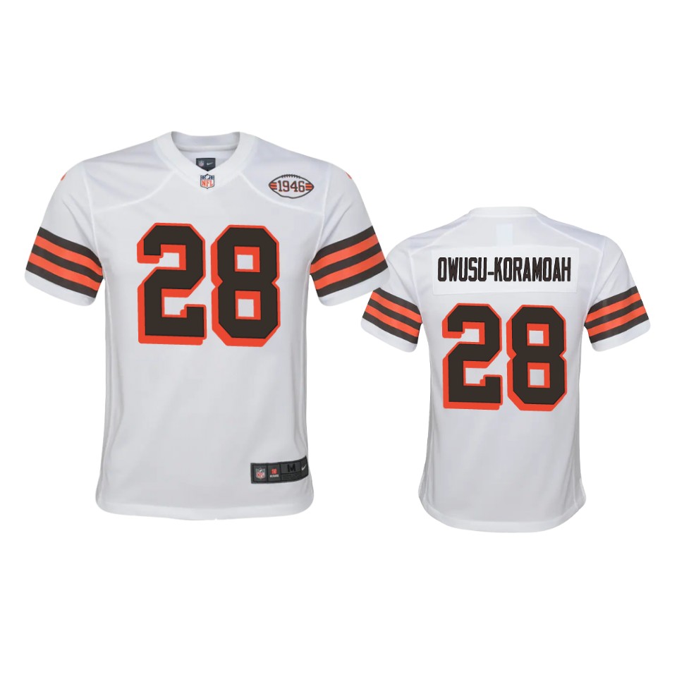 youth jeremiah owusu koramoah browns white 1946 collection alternate game jersey