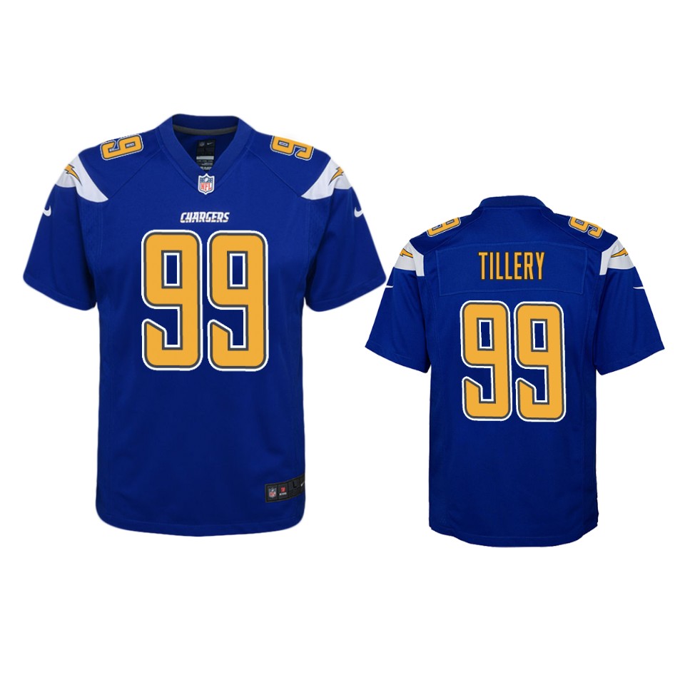 youth jerry tillery chargers royal color rush game jersey