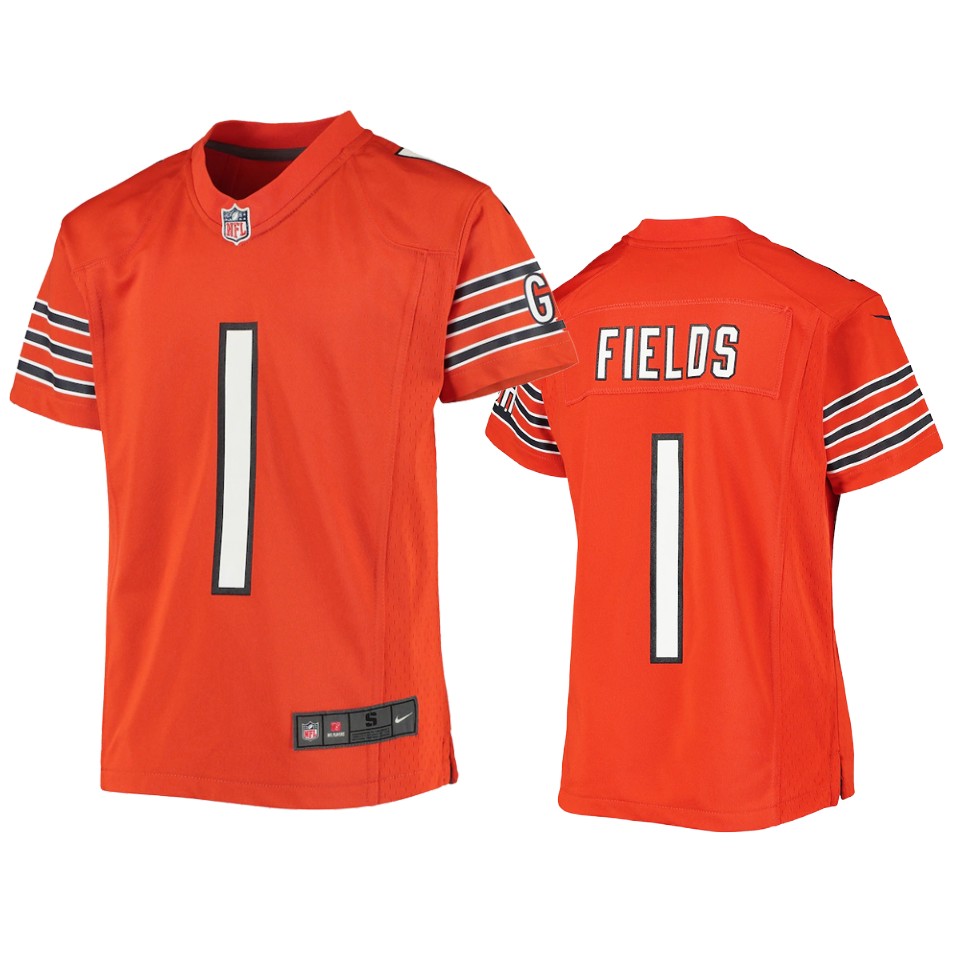 youth justin fields bears orange game jersey