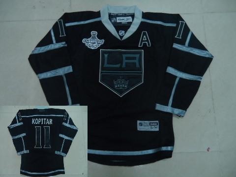 youth los angeles kings 11 kopitar jerseys premier black champions patch 2012