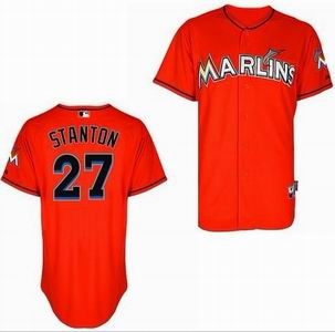 youth miami marlins 27 mike stanton orange cool base jersey