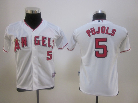 youth mlb jerseys los angeles angels 5 pujols white