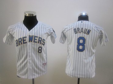 youth mlb jerseys milwaukee brewers 8 ryan braun jersey whtie